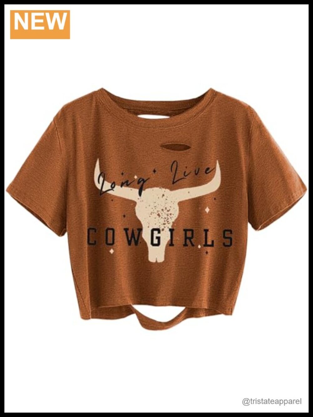 Distressed Cowgirl Crop Top - Ripped Short Sleeve Tee